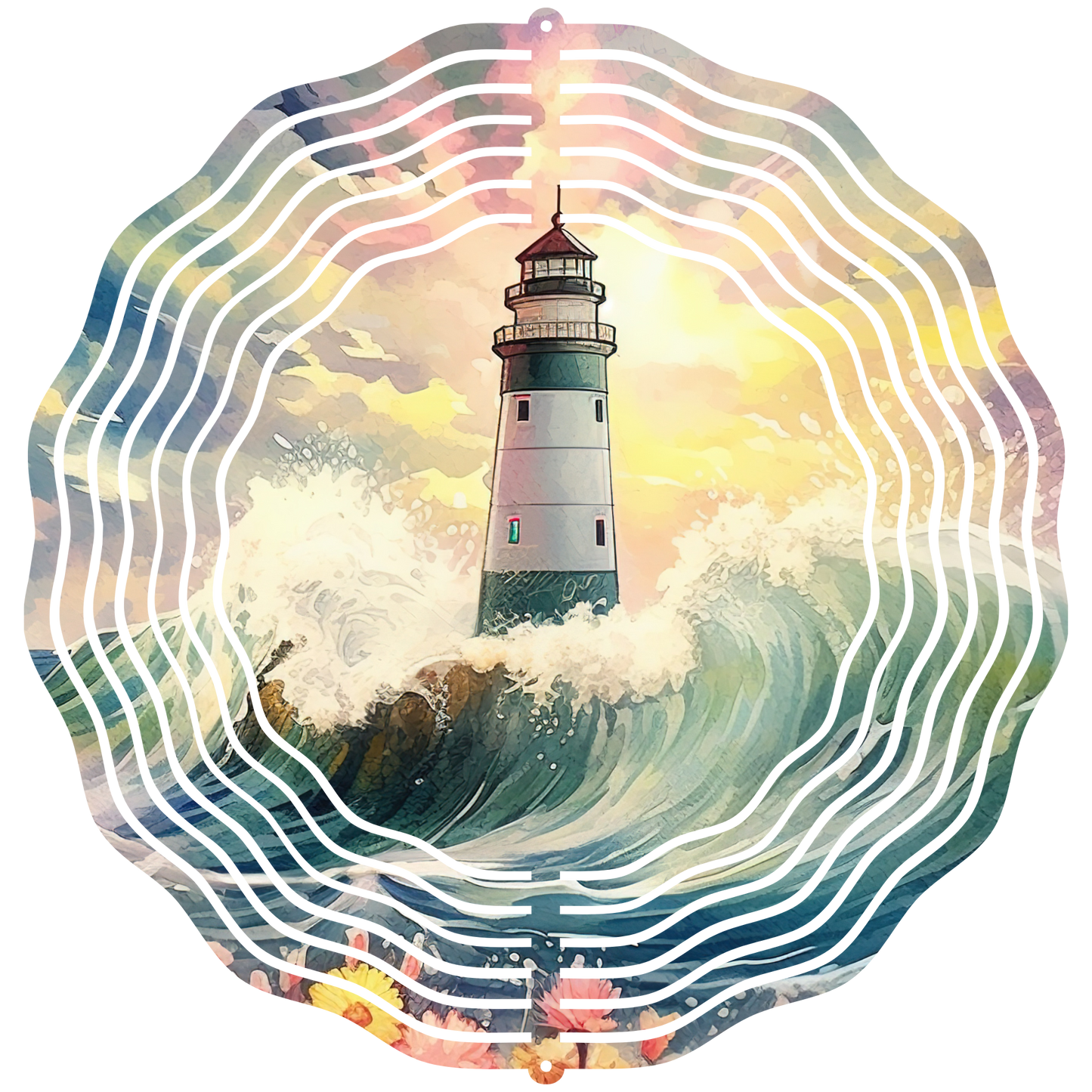 crashing waves lighthouse wind spinner .bnb