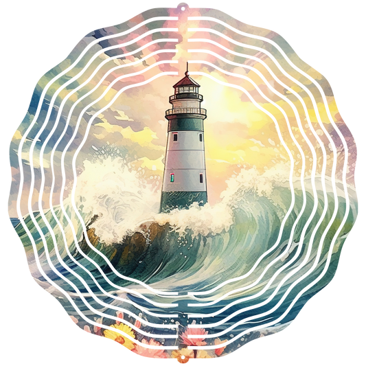 crashing waves lighthouse wind spinner .bnb