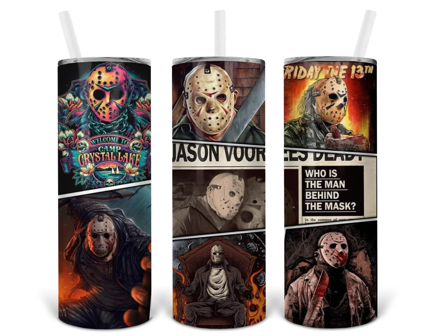 halloween mask man collage tumbler print .bnb