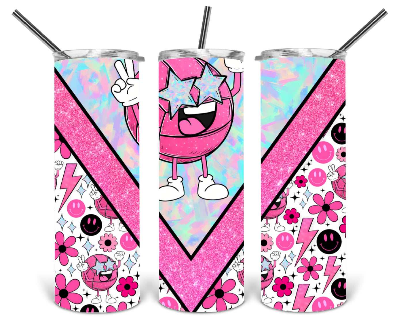 retro pink volleyball tumbler print .tld23