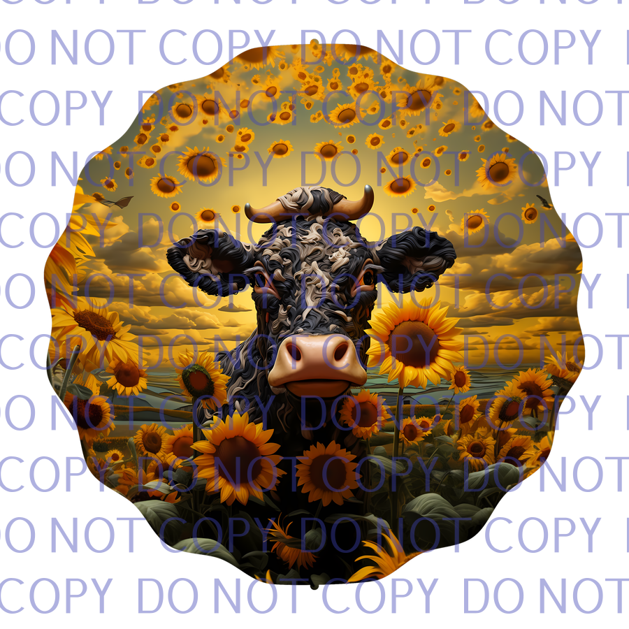 sunflower sunset cow wind spinner .bnb