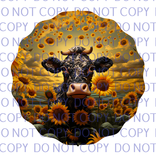 sunflower sunset cow wind spinner .bnb