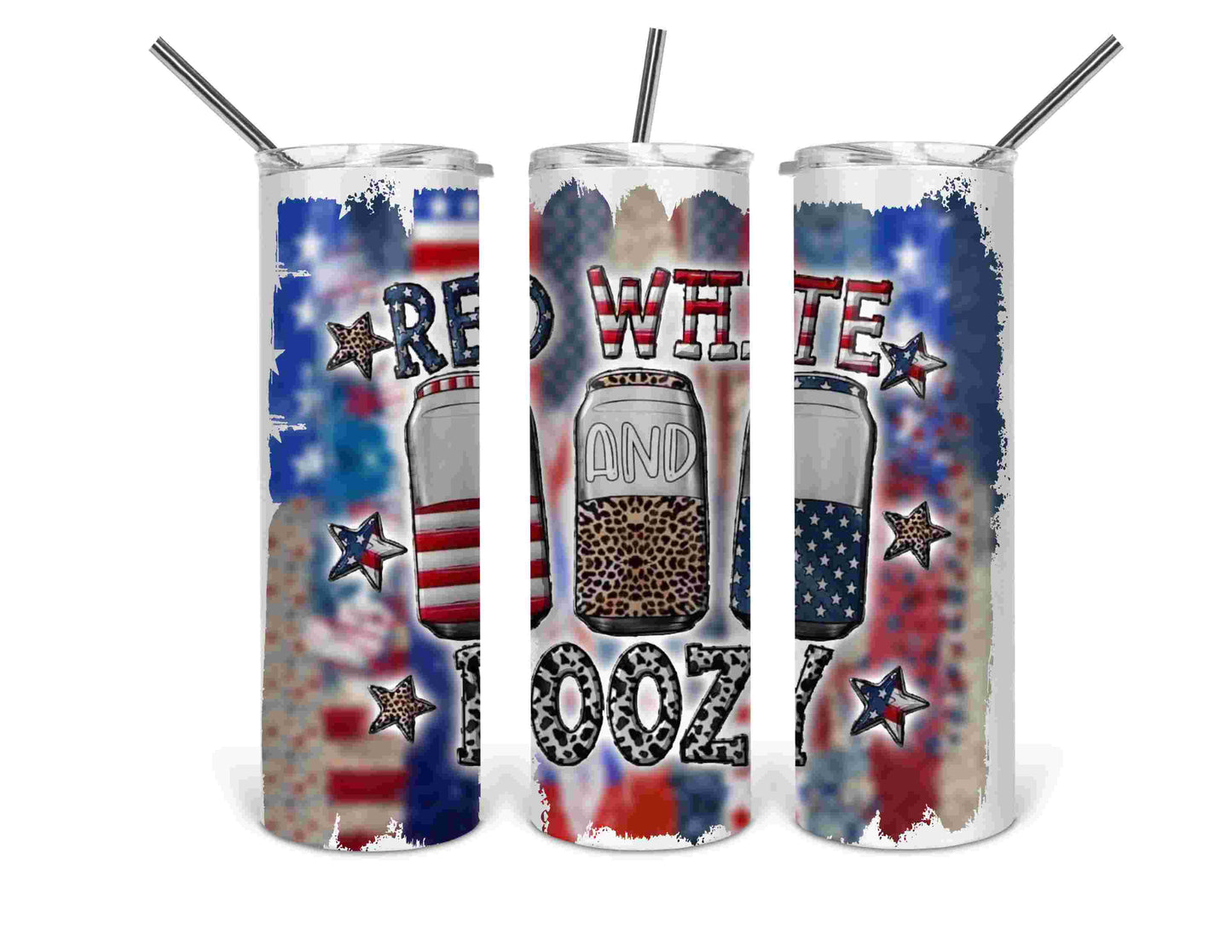 red white and boozy with cow print tumbler wrap .bnb