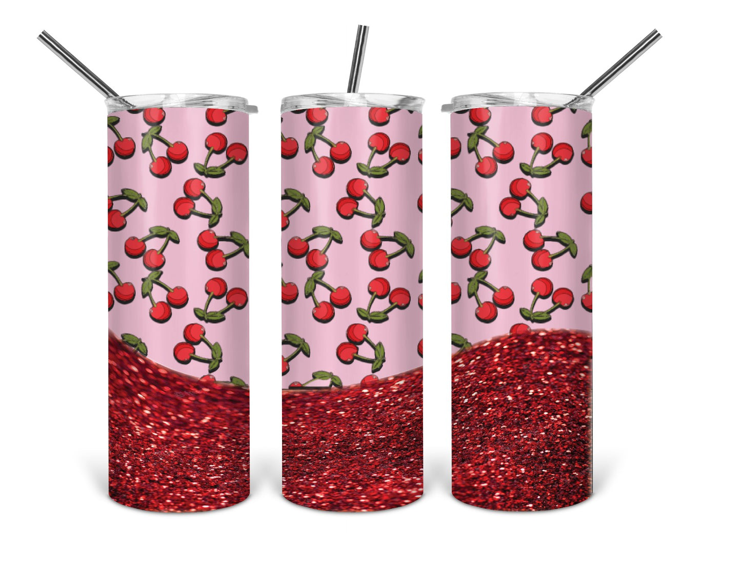 cherry glitter tumbler .bnb