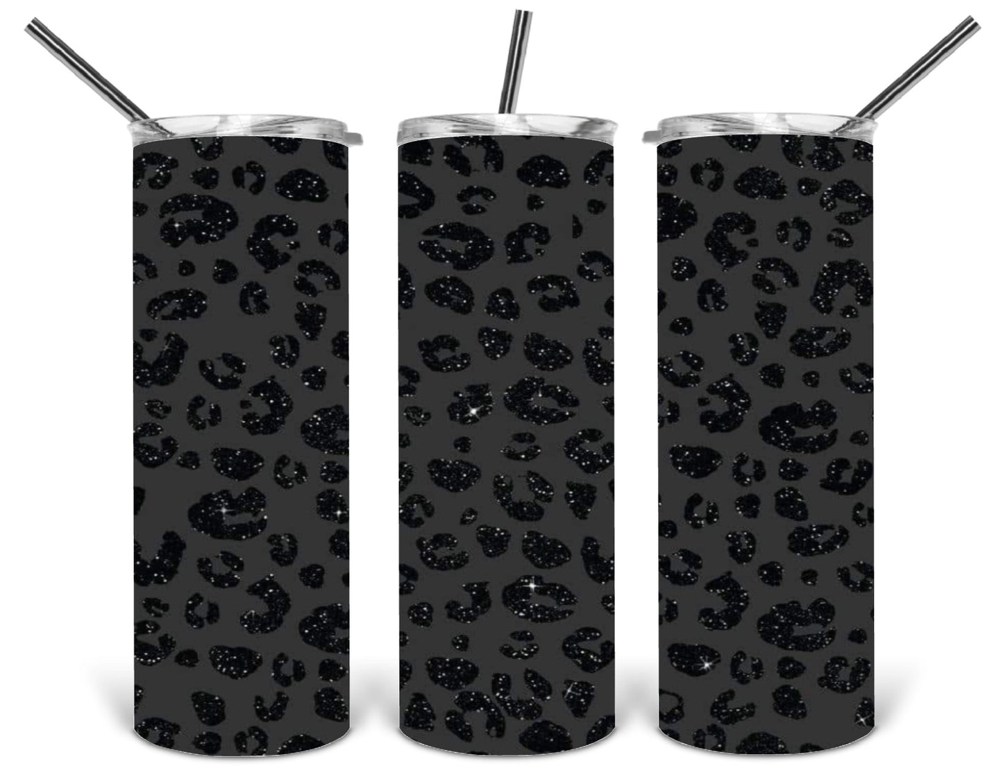 flat black leopard 20 oz tumbler .bnb