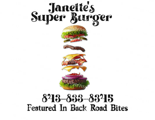 janette's super burger black letters .bnb