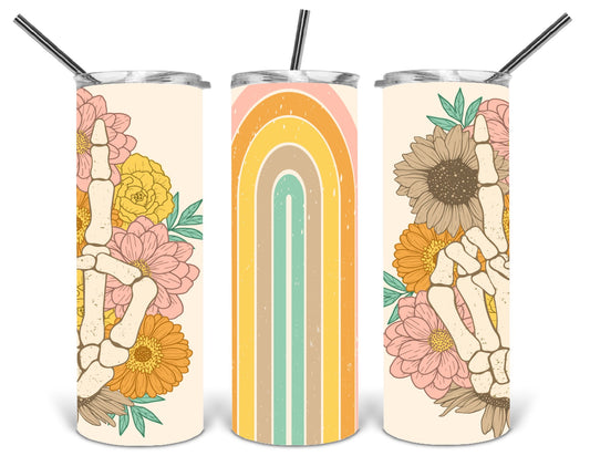 skellie peace sign rainbow 20 oz tumbler wrap .bnb