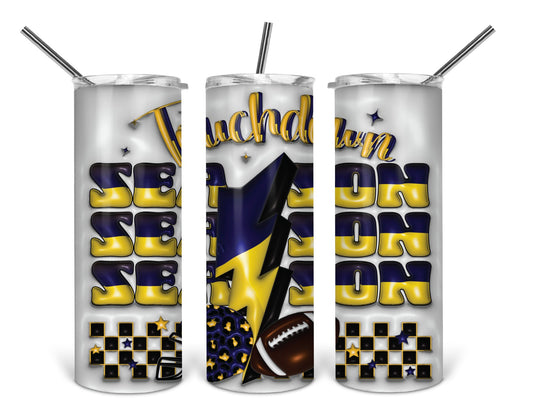 touchdown season blue and gold inflated tumbler .bnb