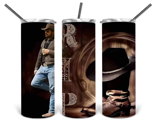 YS cowboy hat boots 20 oz tumbler .bnb