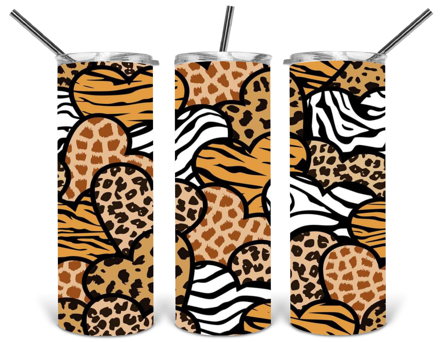 animal print hearts 20 oz tumbler .bnb