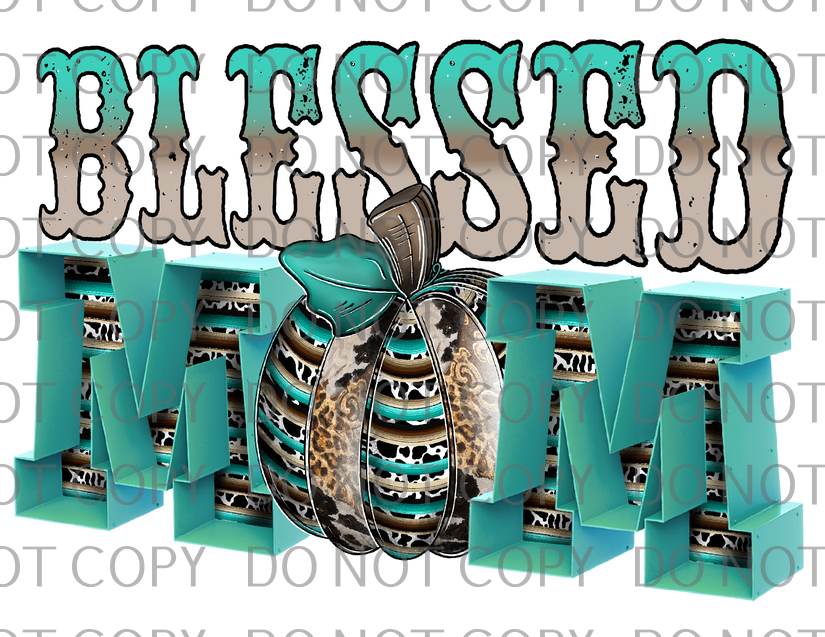 blessed mom teal serape .tld