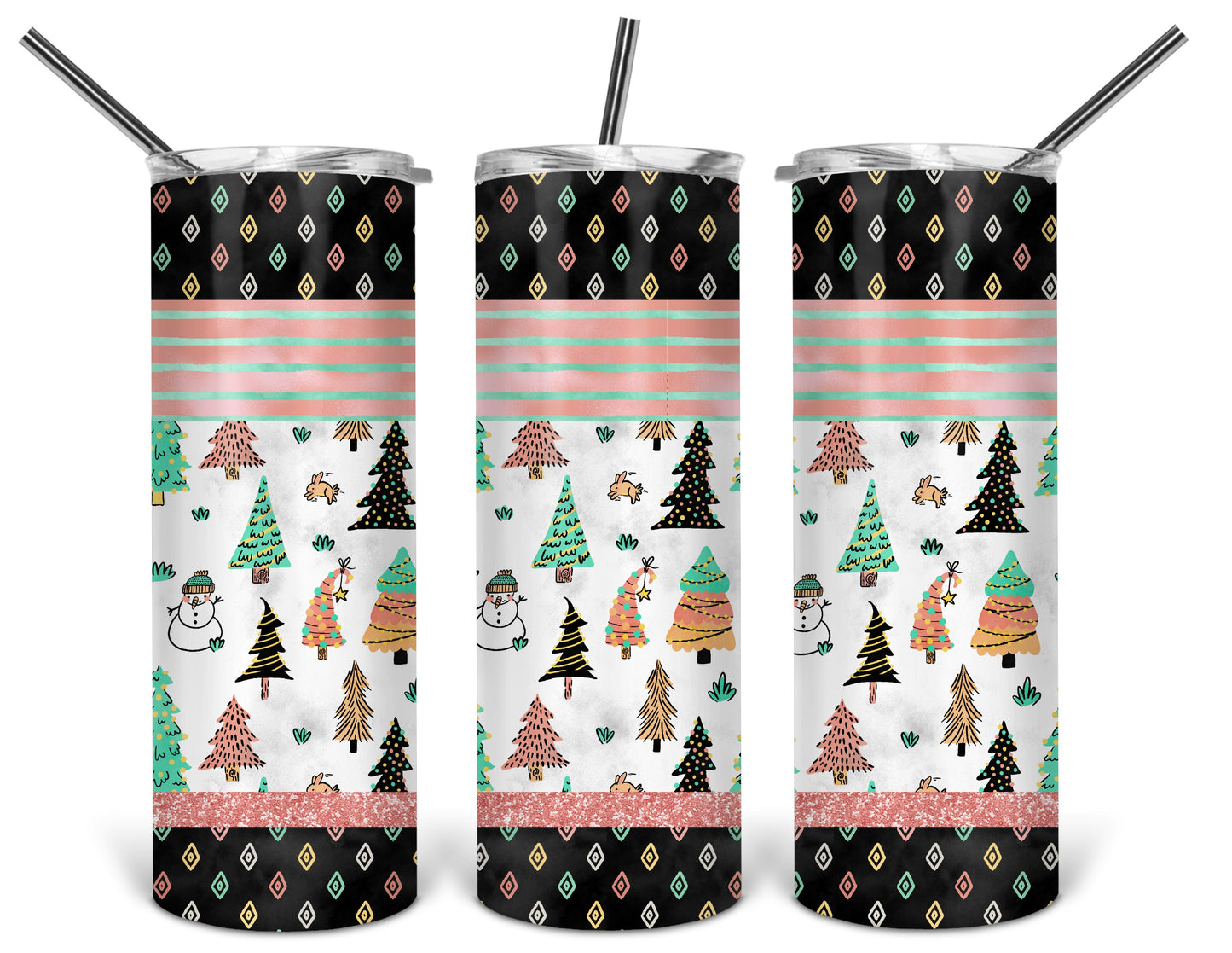 snowman christmas trees 20 oz tumbler .tld