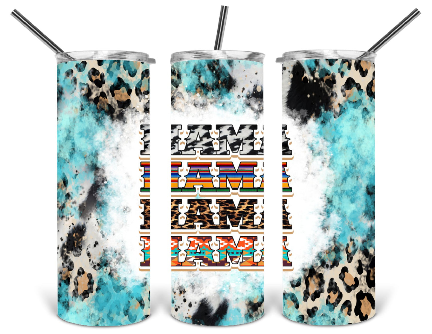 mama teal leopard tumbler .bnb