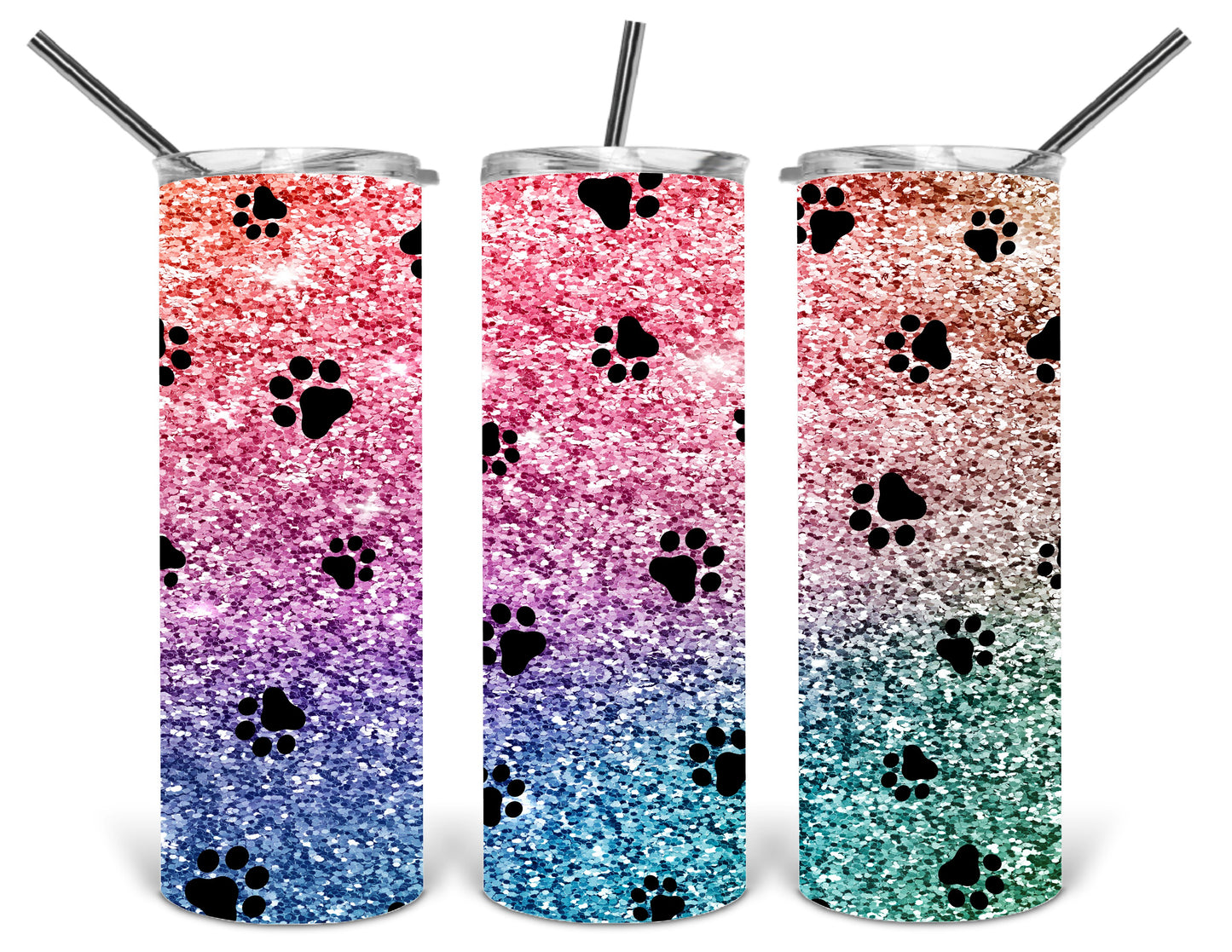 dog paw glitter 20 oz tumbler .bnb