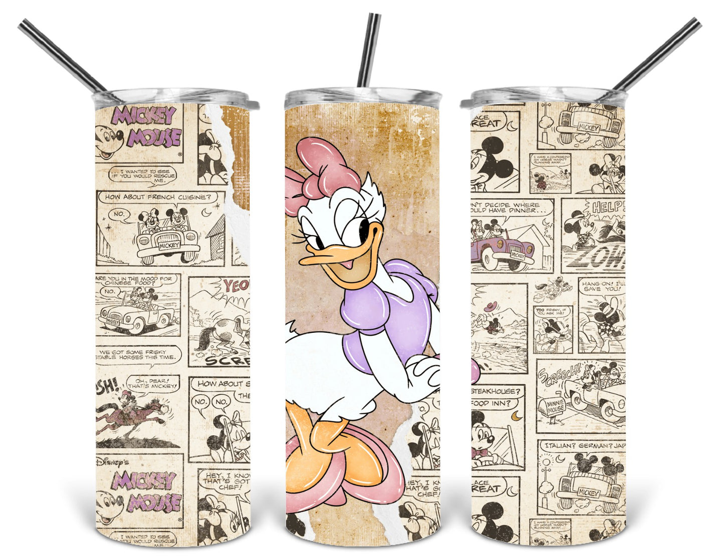 retro cartoon girl duck 20 oz tumbler .bnb