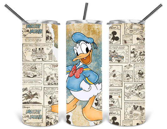 retro cartoon boy duck 20 oz tumbler .bnb