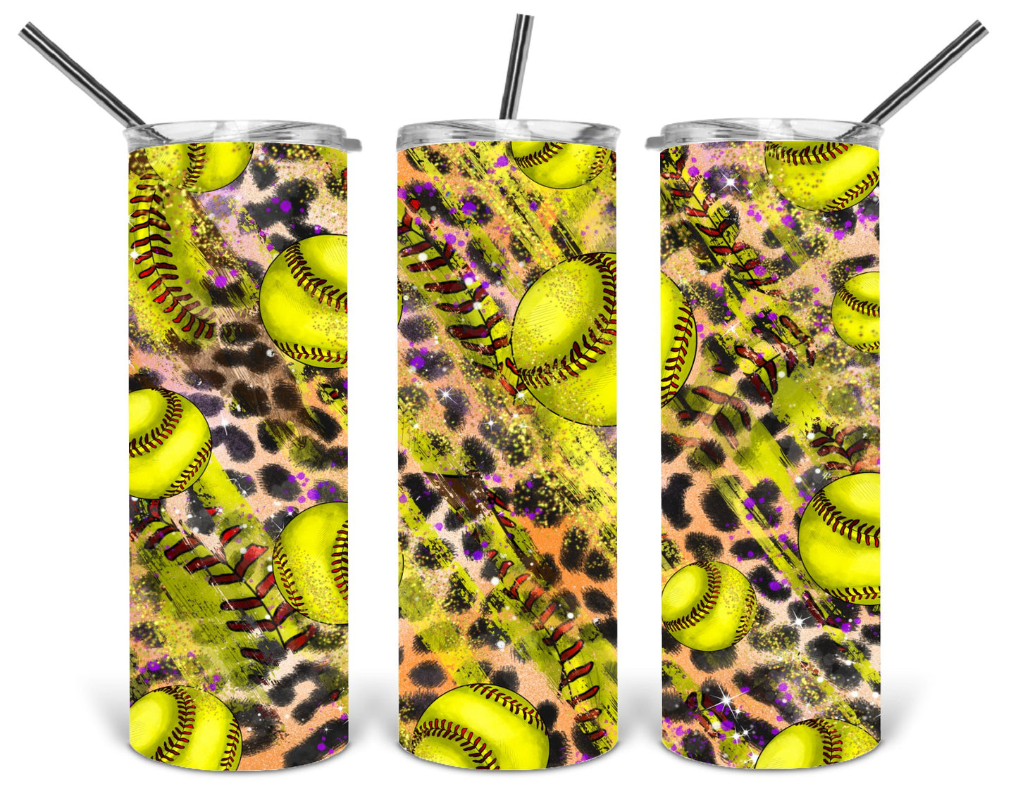 leopard softball tumbler .bnb