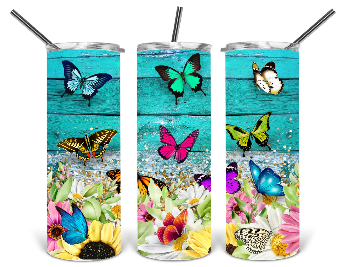 wildflowers butterfly 20 oz tumbler .bnb