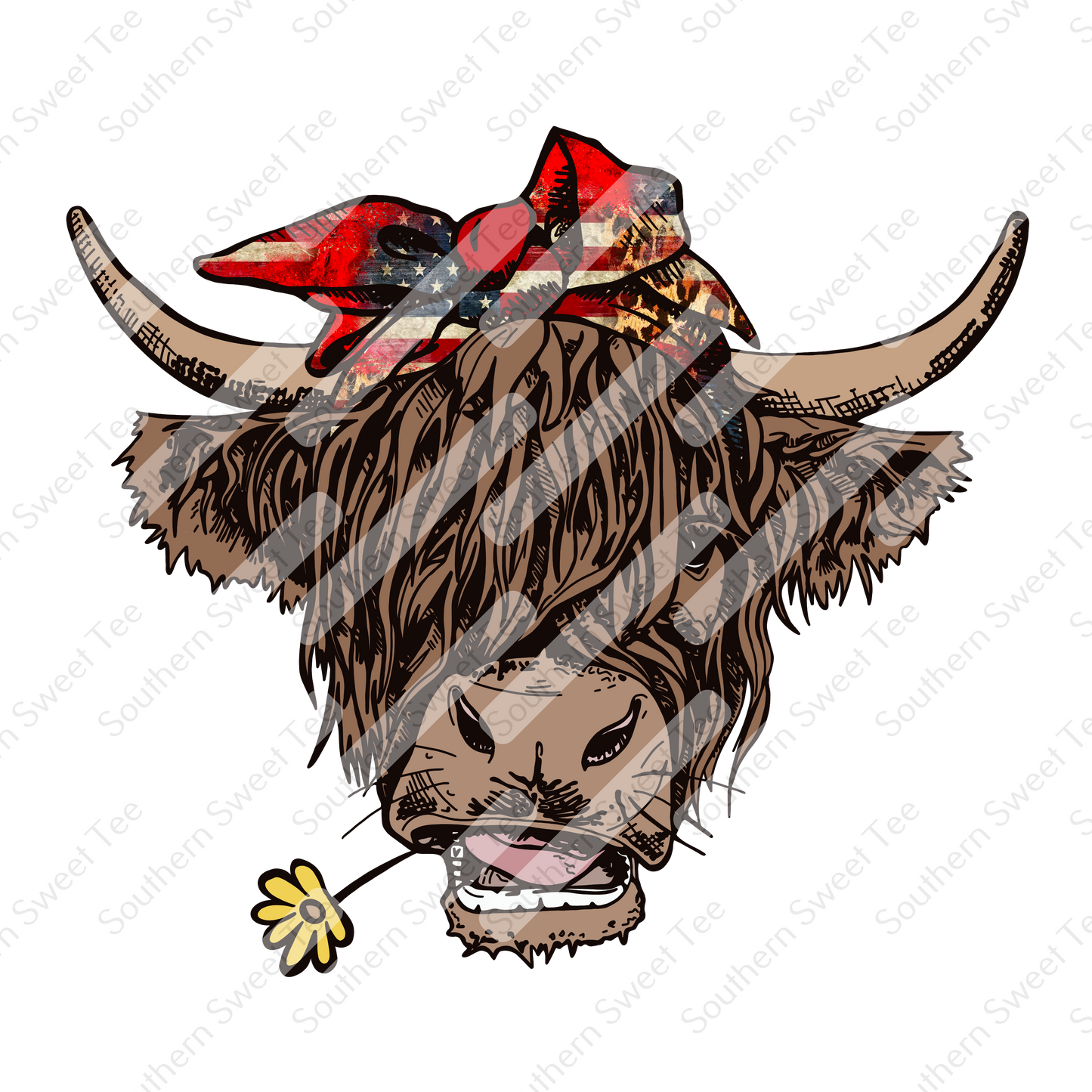 american flag highland cow .dtd/april