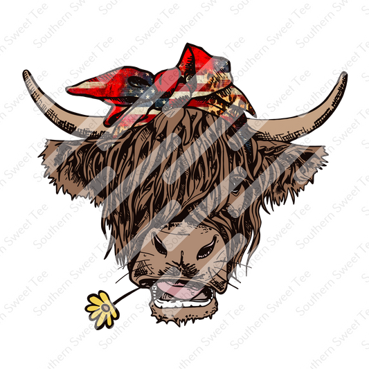 american flag highland cow .dtd/april