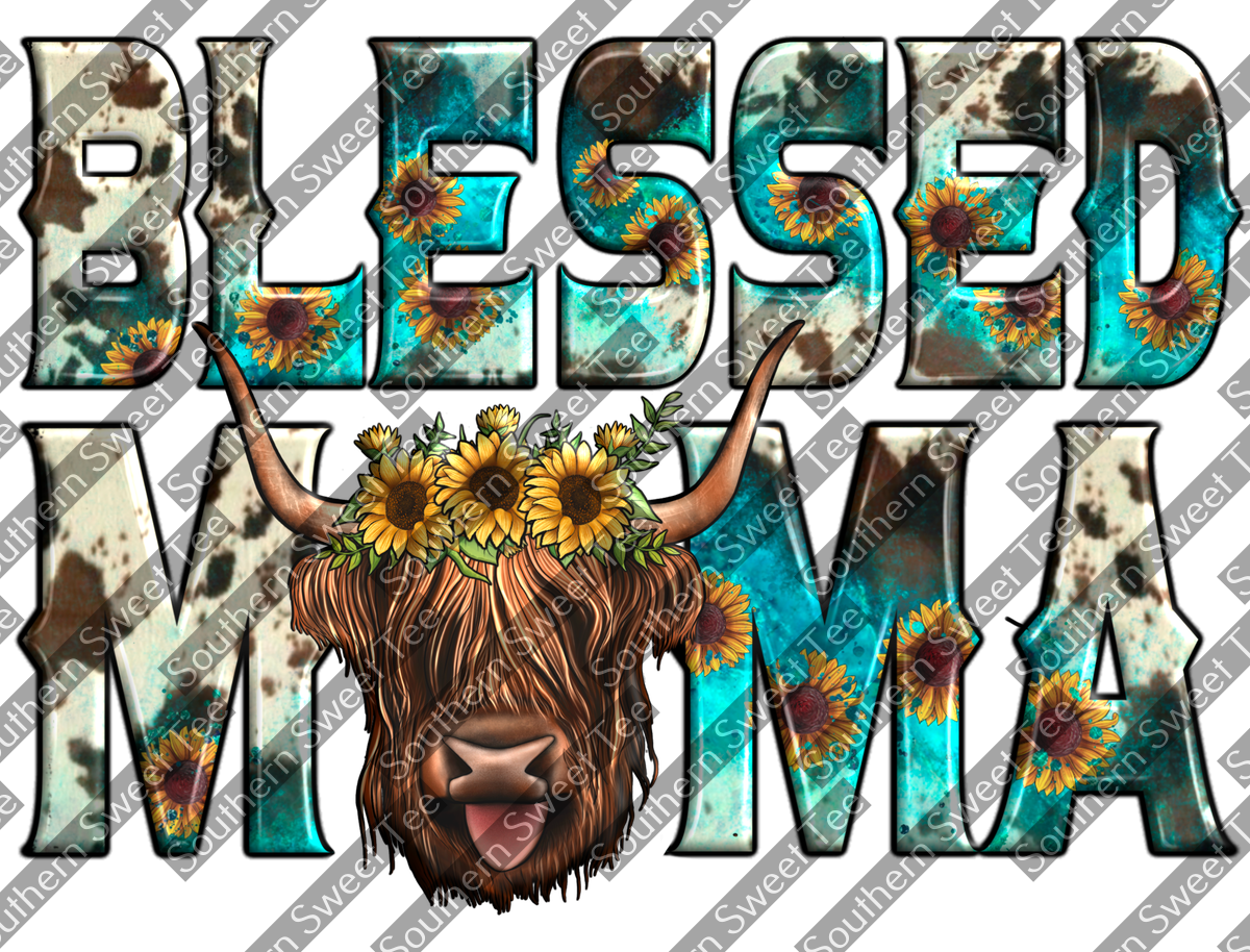 blessed mama sunflower cow .bnb