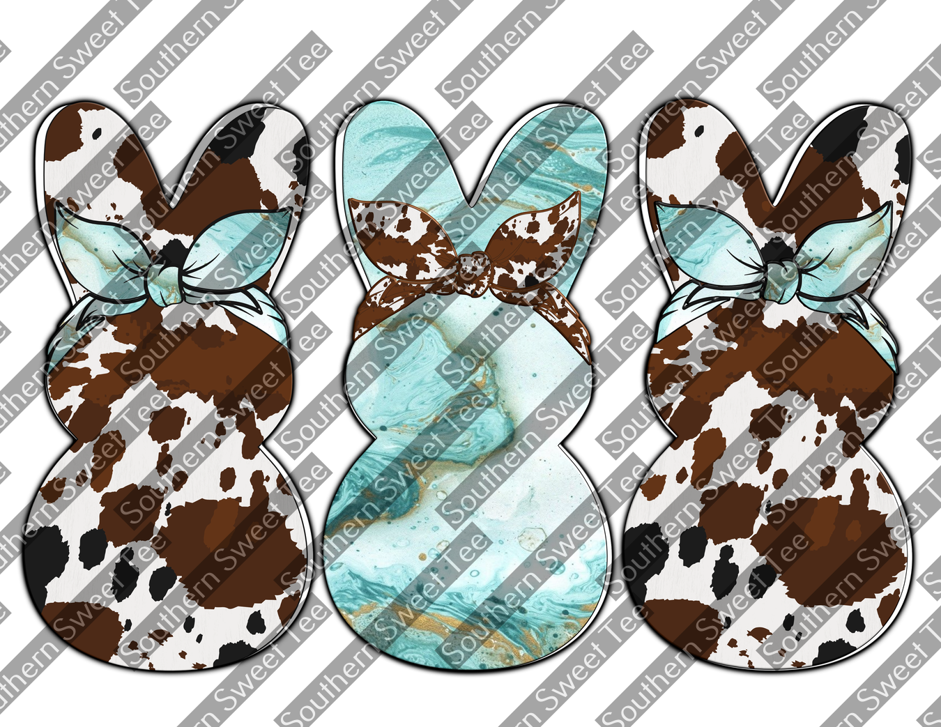 cowhide and turquoise peeps .bnb