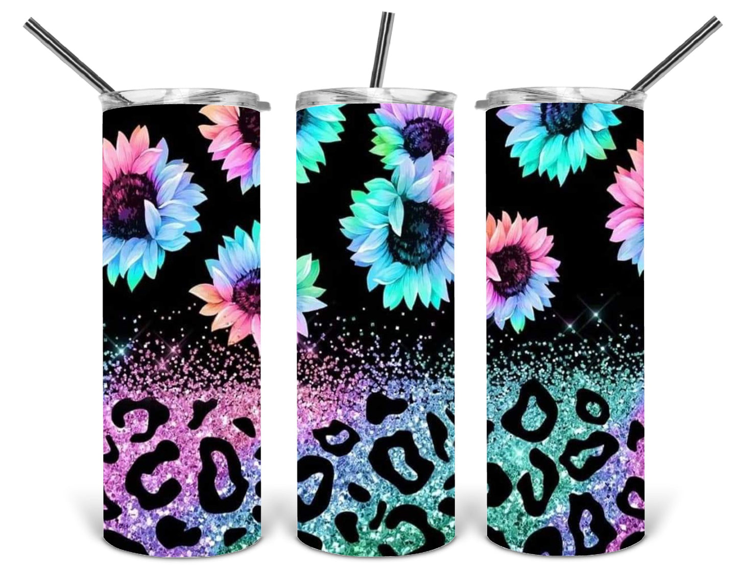 pastel leopard flowers 20 oz tumbler .bnb