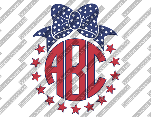 patriotic blue bow monogram .bnb