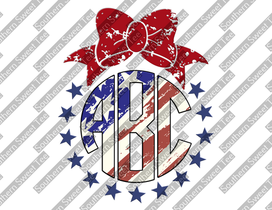 patriotic grunge red bow monogram .bnb