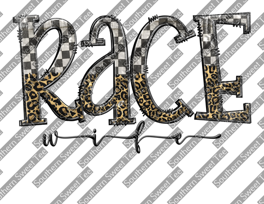 race wife leopard and checkered flag font .bnb