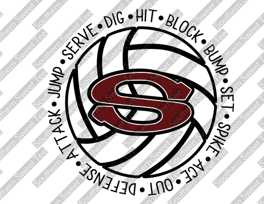 sylacauga aggies volleyball dark red .bnb