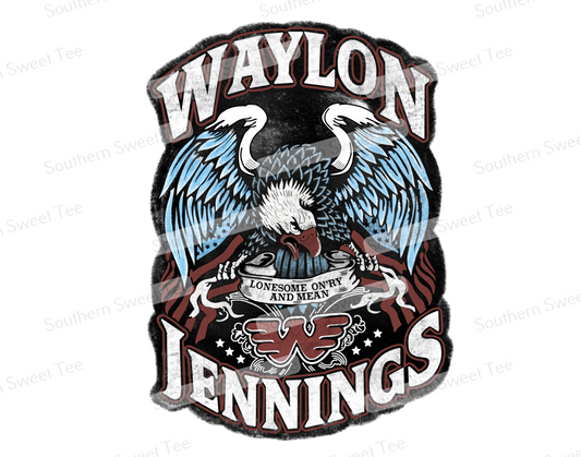 waylon jennings distressed letters .bnb